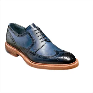 Barker Bailey Navy Hand Painted Derby Wingtip Brogue Size 9.5@