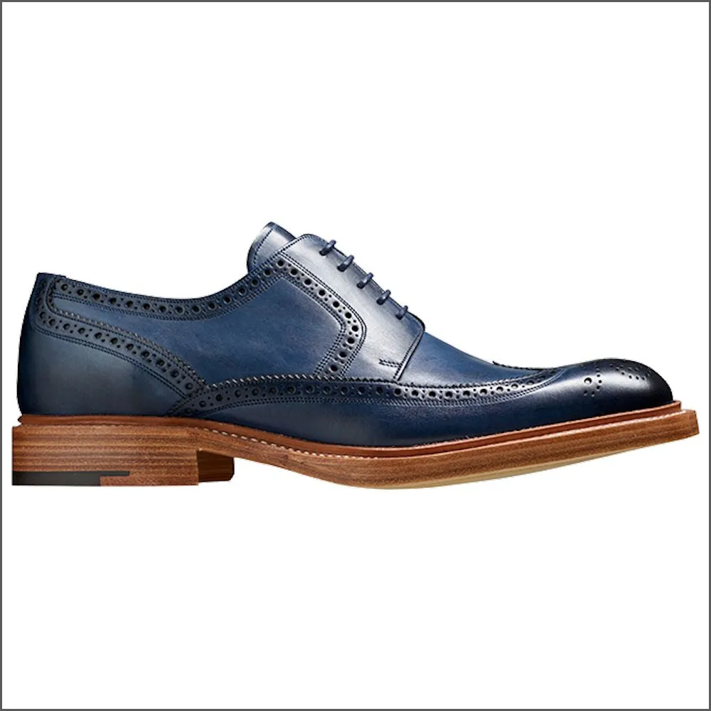 Barker Bailey Navy Hand Painted Derby Wingtip Brogue Size 9.5@