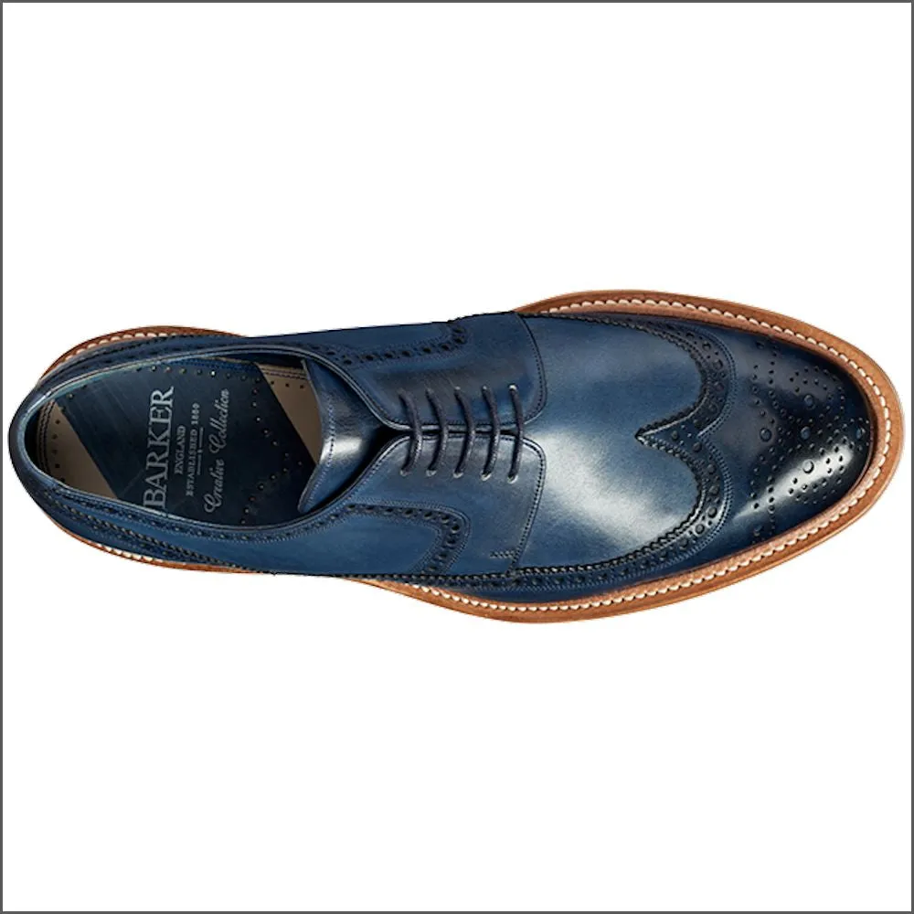 Barker Bailey Navy Hand Painted Derby Wingtip Brogue Size 9.5@
