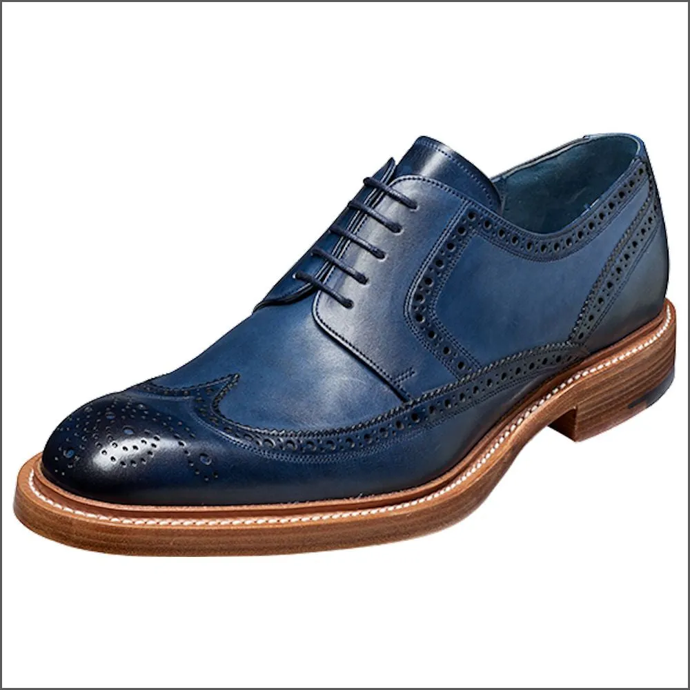 Barker Bailey Navy Hand Painted Derby Wingtip Brogue Size 9.5@