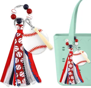 Baseball Tassel Charms Pendant Sports Tassel Charm Keychain for Beach Tote Bag Handbag Backpack