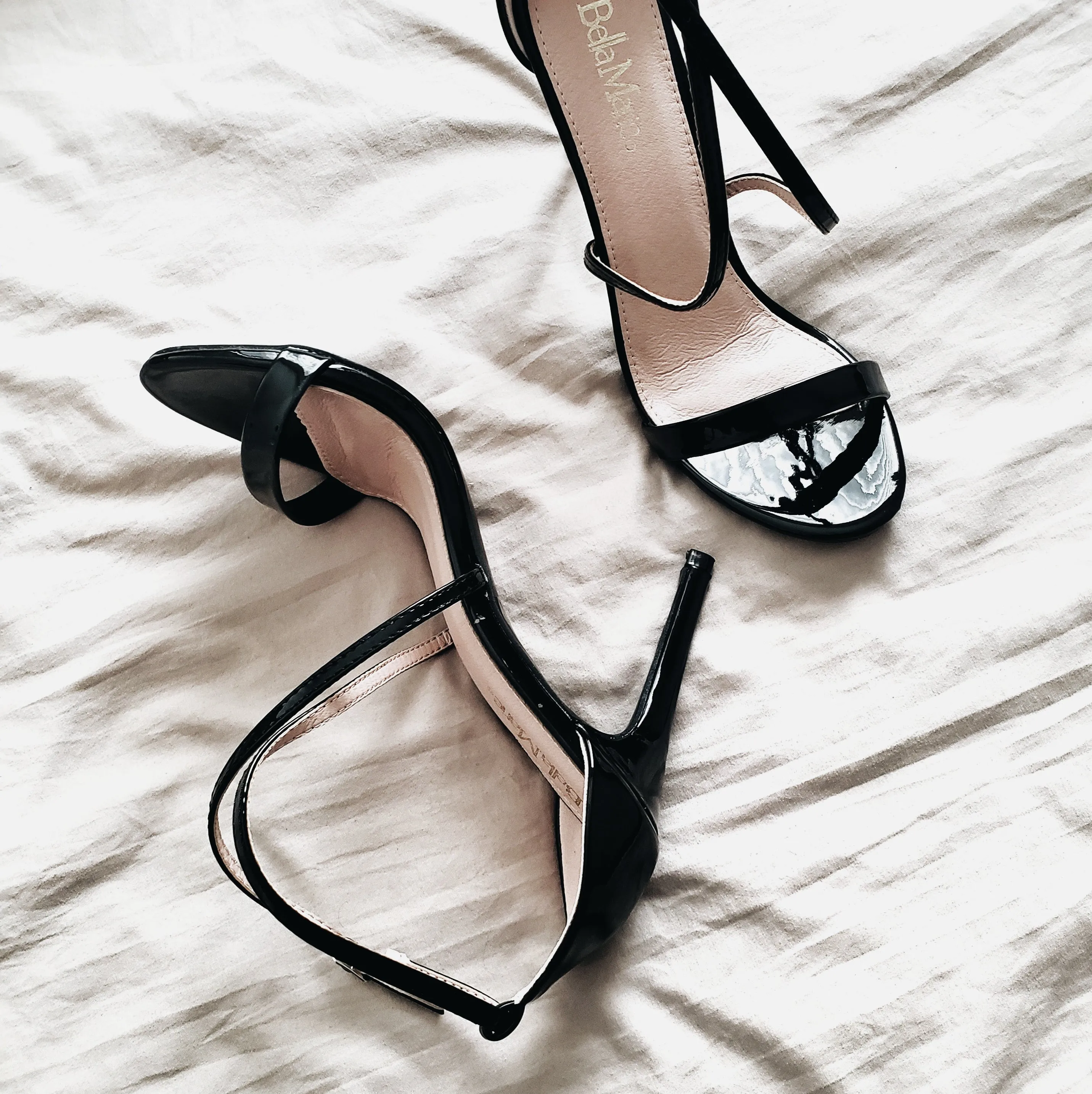 Bella Marie Open Toe Cross Straps Buckle Detail High Heels - Story 18