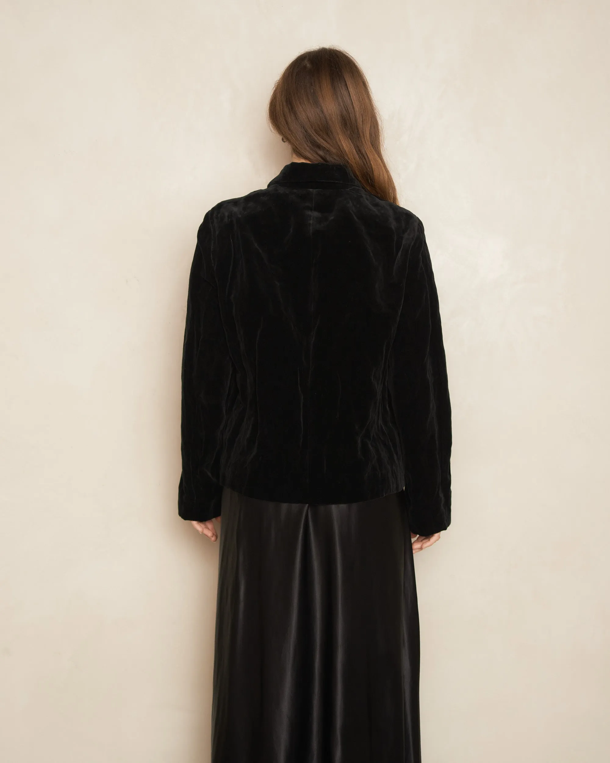 Black Crinkled Velvet Jacket