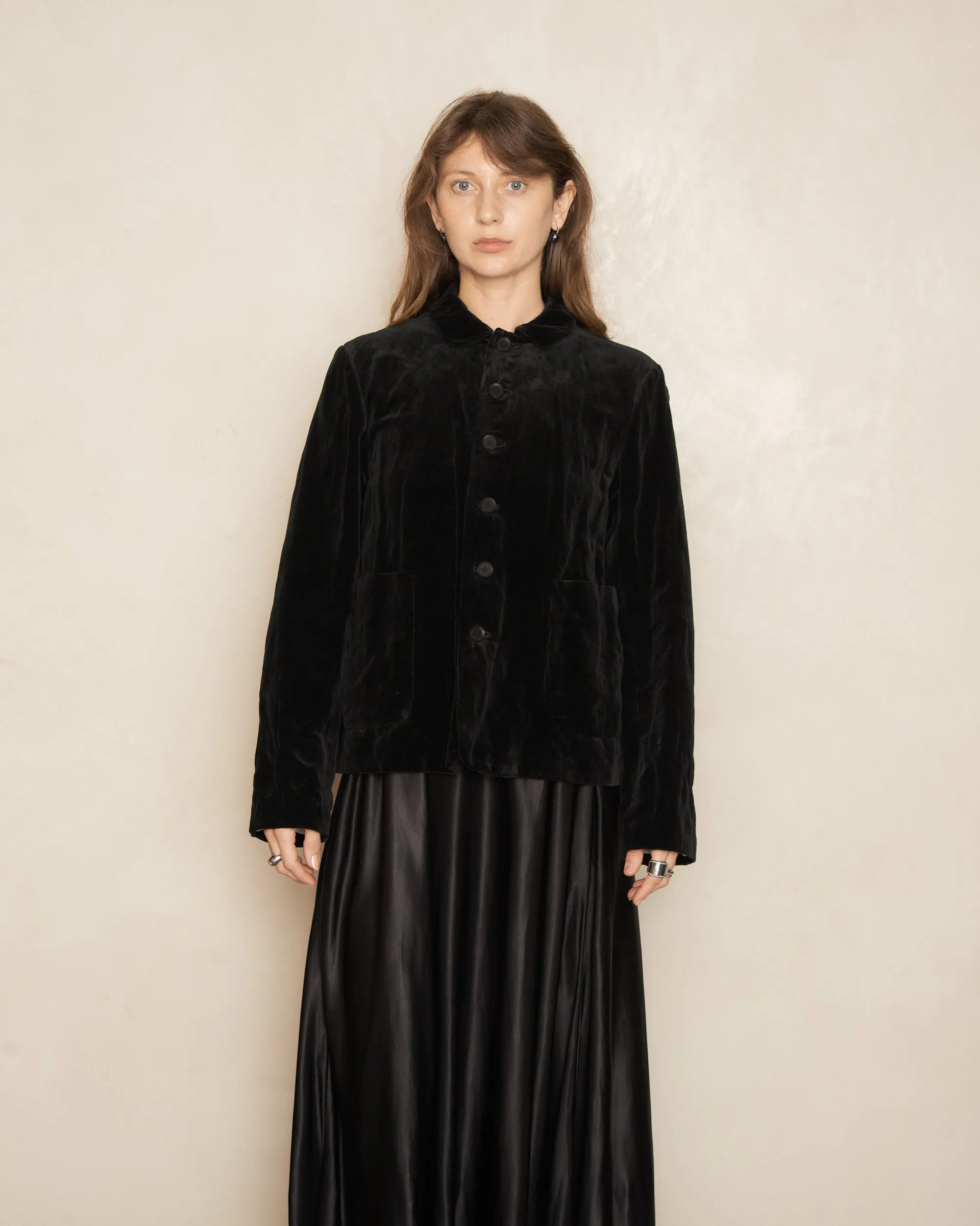 Black Crinkled Velvet Jacket