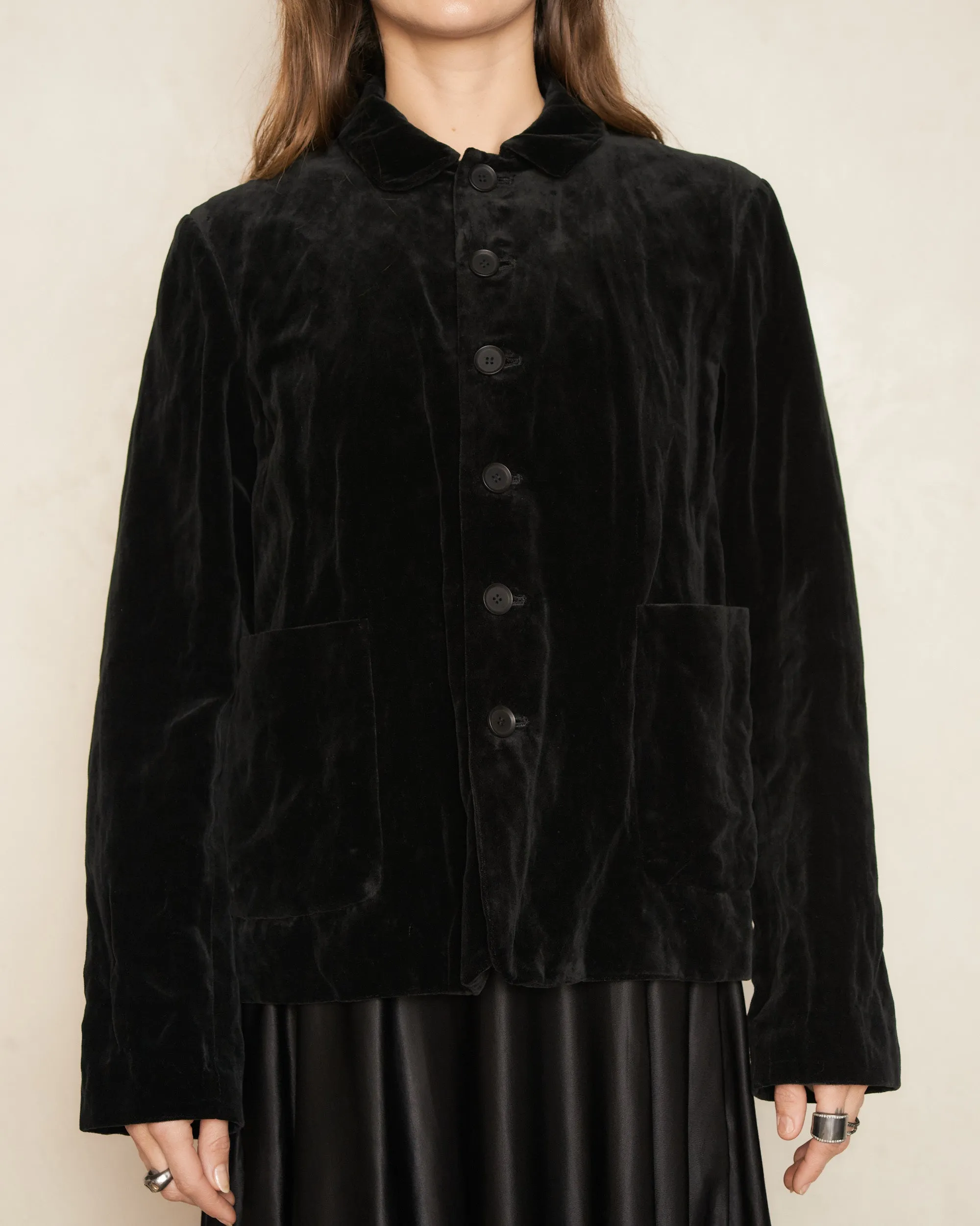 Black Crinkled Velvet Jacket