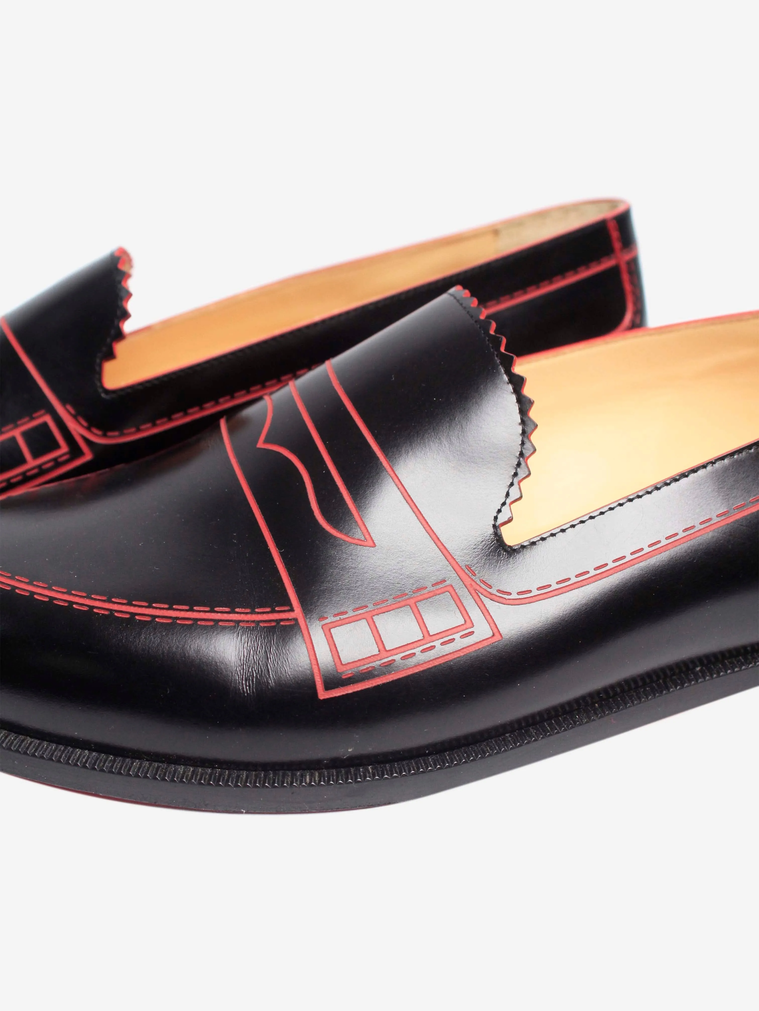 Black leather contrast loafers - size EU 38.5