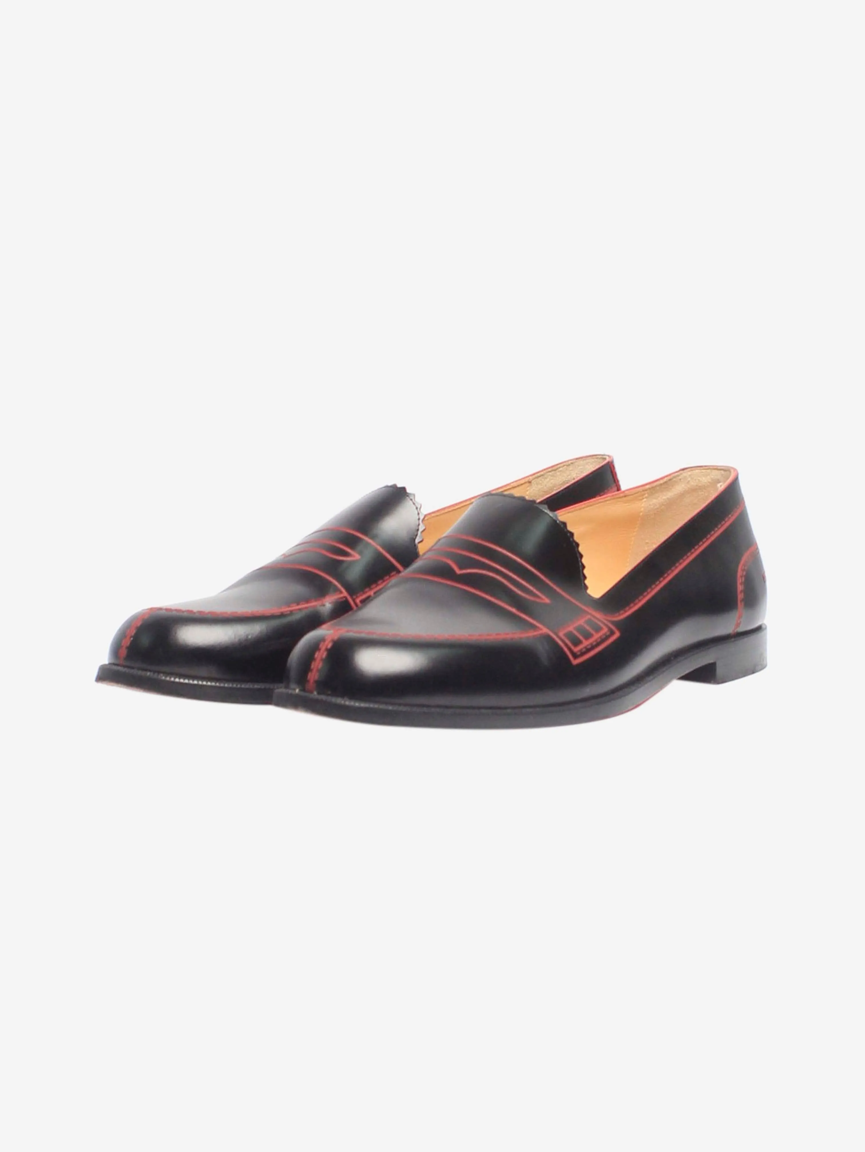 Black leather contrast loafers - size EU 38.5