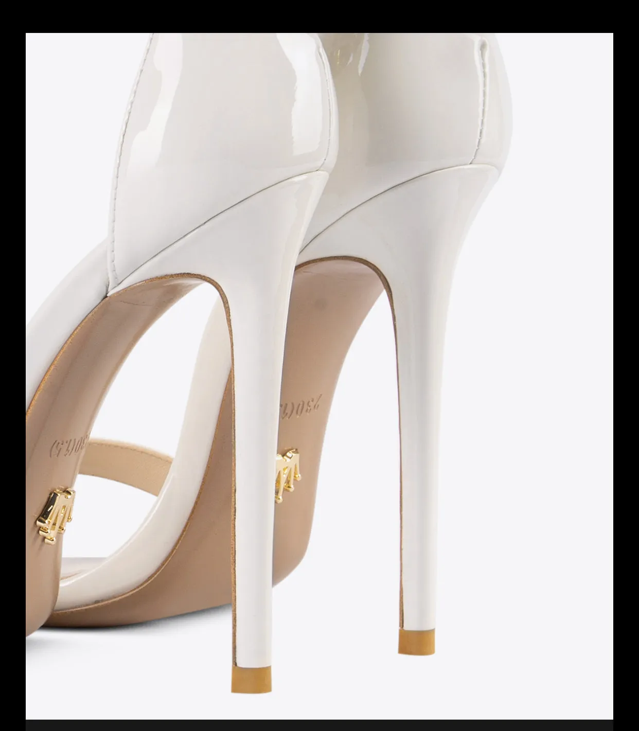 Black Open-toe high-heel metal snake buckle stiletto sandals - Kao white