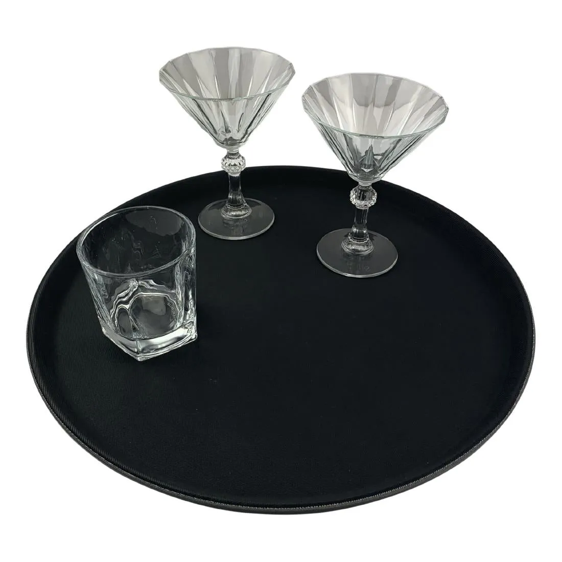 CZ496 Beaumont Non-Slip Round Tray Black 406mm