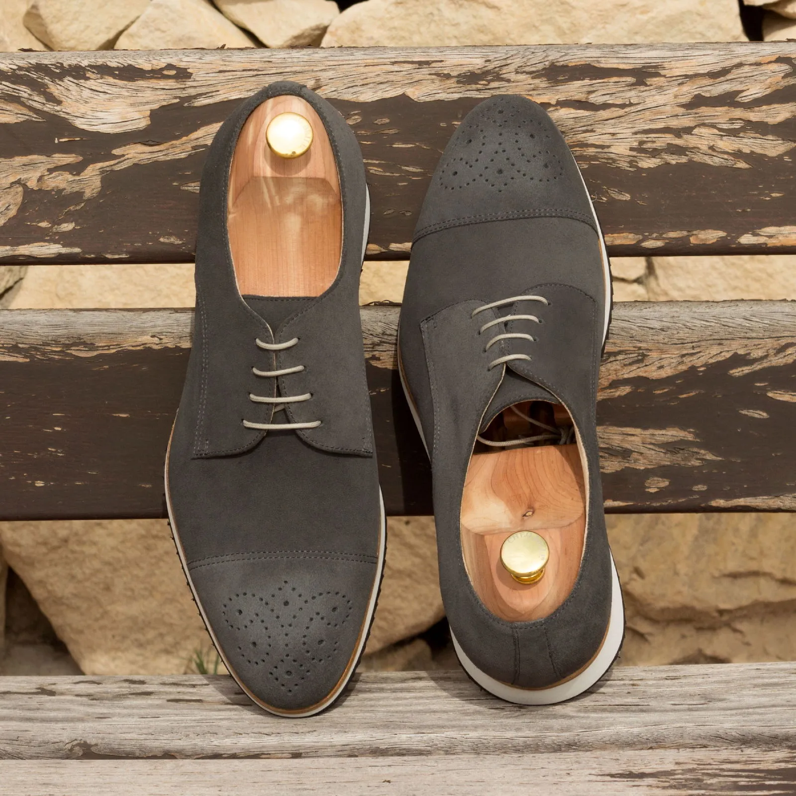 DapperFam Vero in Grey Men's Lux Suede Derby