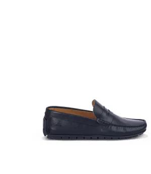 Dark navy perforated nappa leather loafers
