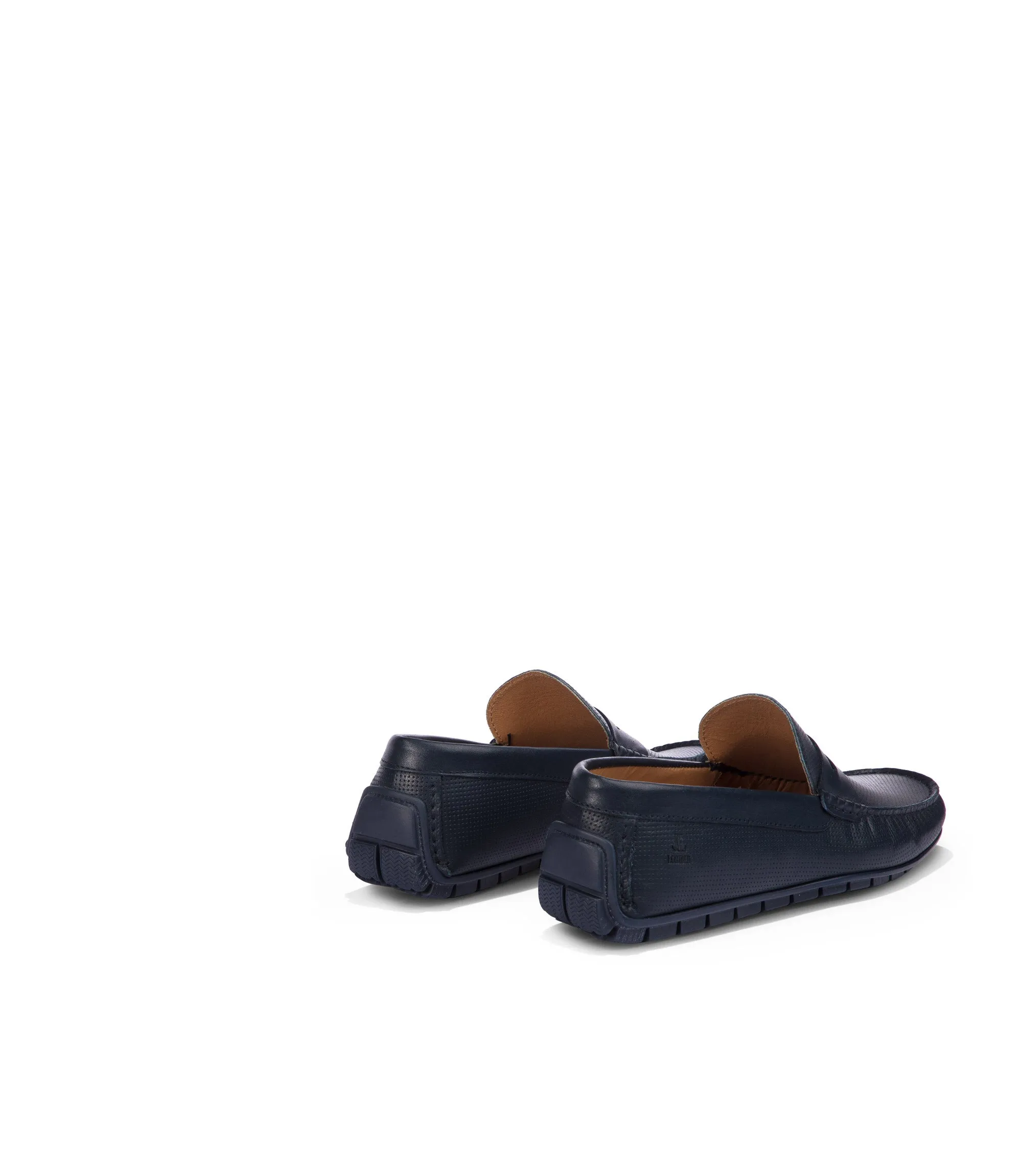 Dark navy perforated nappa leather loafers