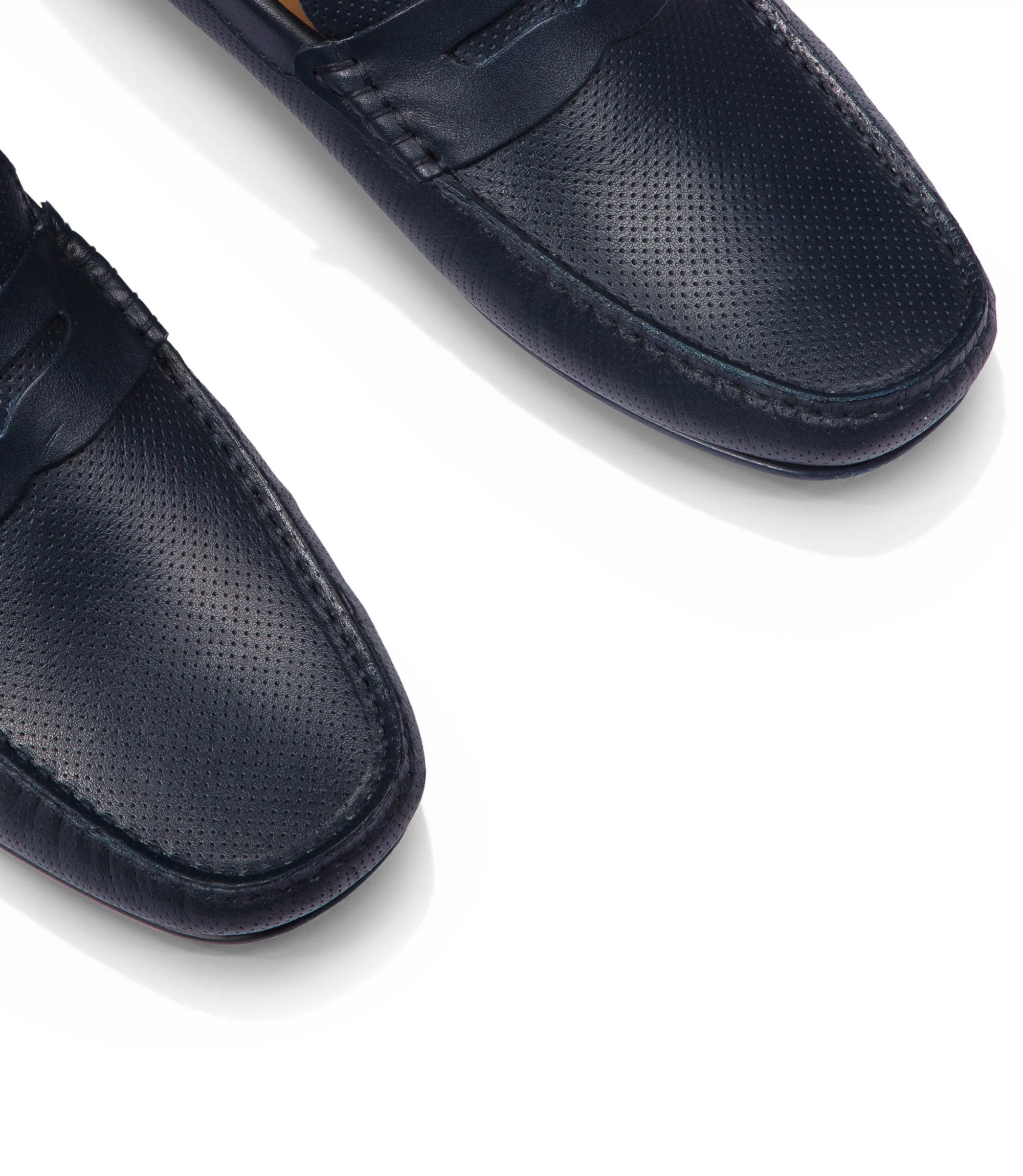 Dark navy perforated nappa leather loafers