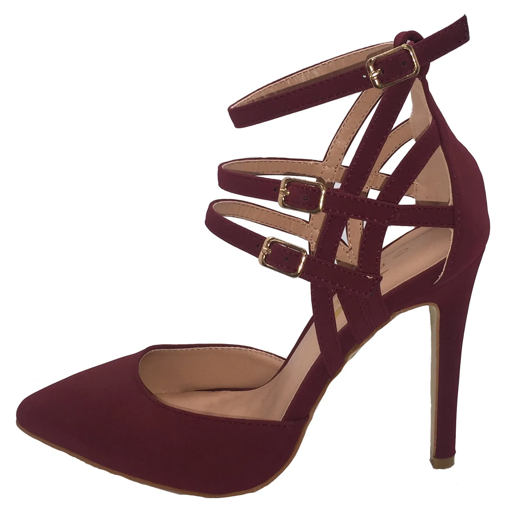 Glaze Women's Caged Geometric Cut Out Pointed Toe High Stiletto Heel Dress Pump