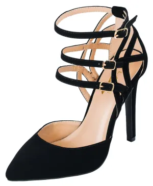 Glaze Women's Caged Geometric Cut Out Pointed Toe High Stiletto Heel Dress Pump