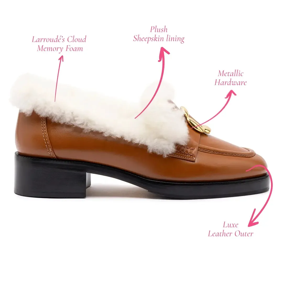 Larroude Bobbie Loafer In Caramel Leather