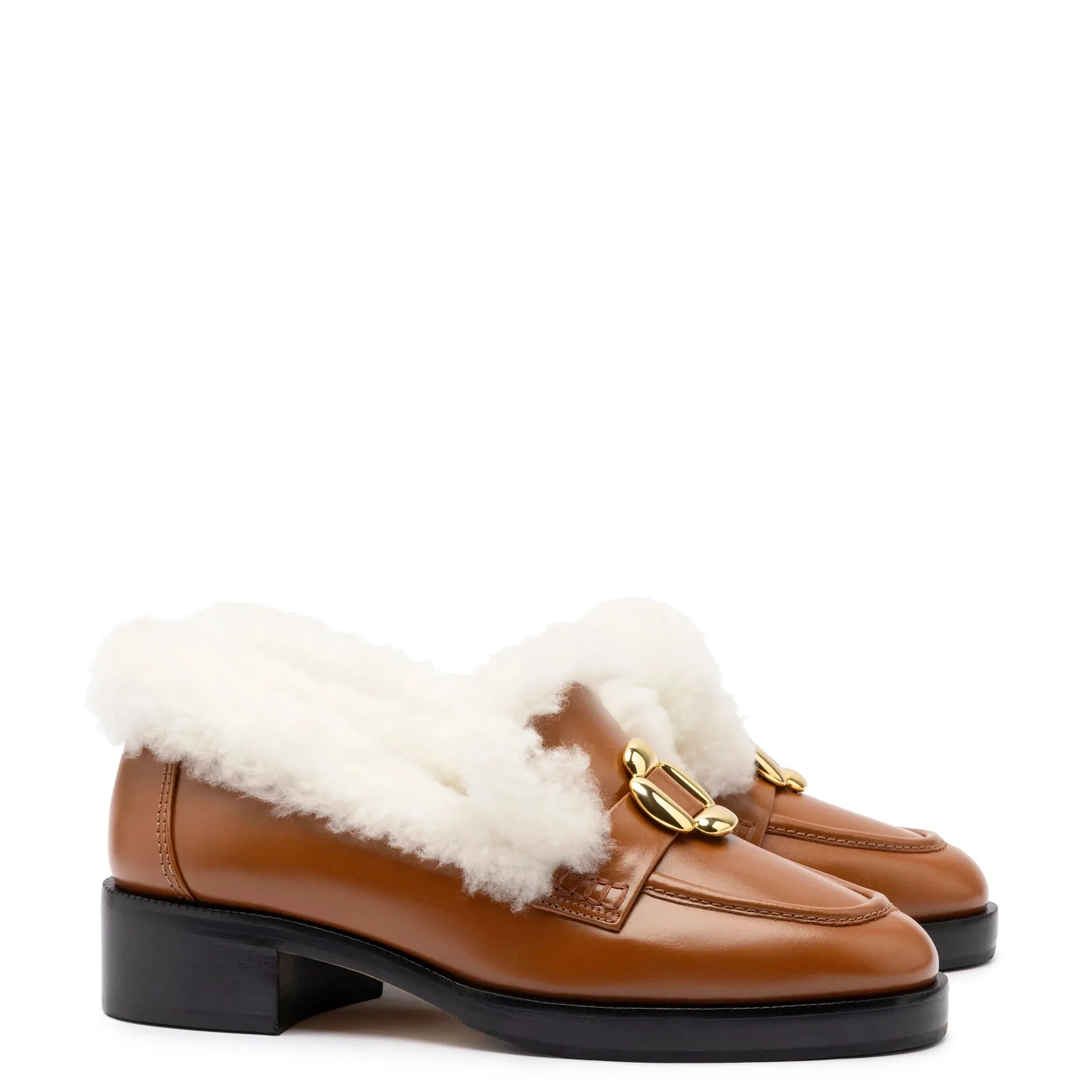 Larroude Bobbie Loafer In Caramel Leather