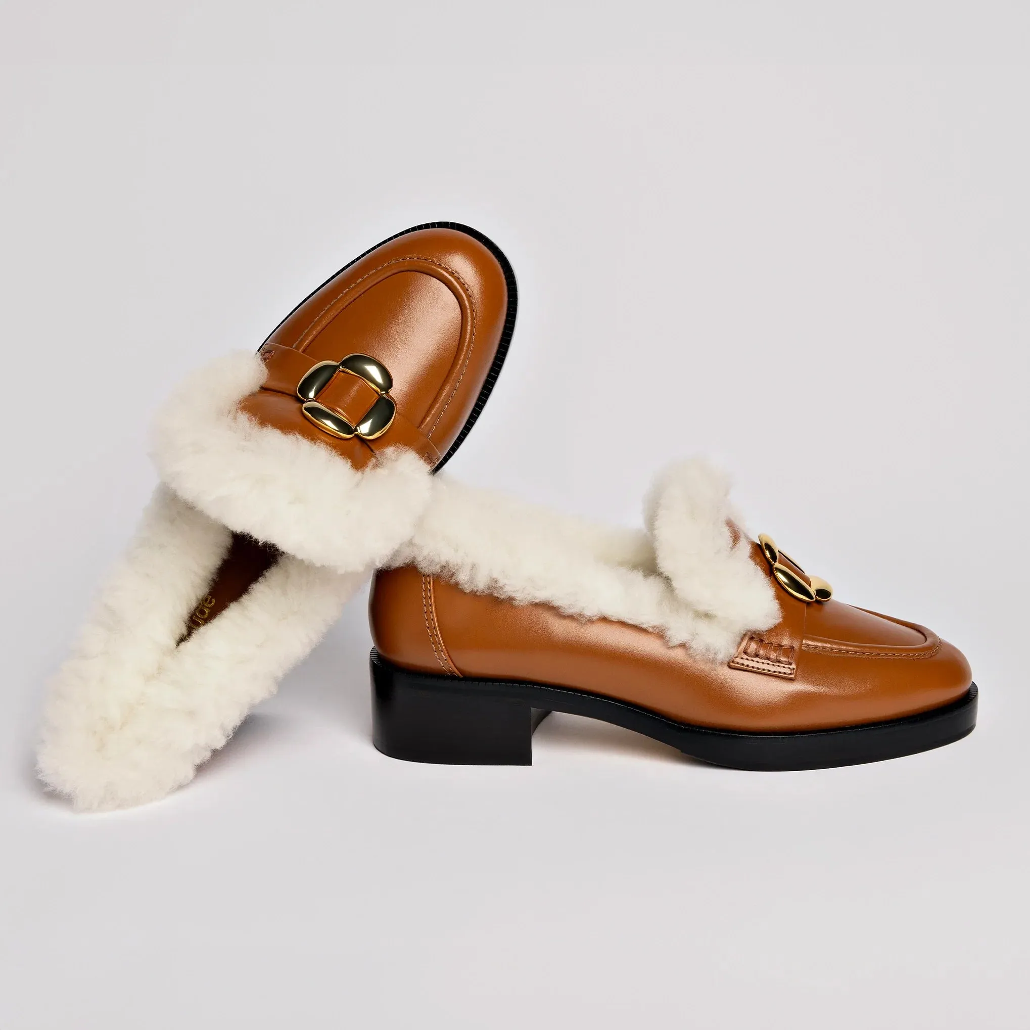 Larroude Bobbie Loafer In Caramel Leather