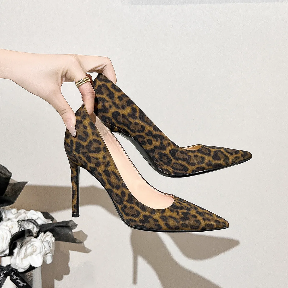 Leopard Point Toe Stiletto Pumps