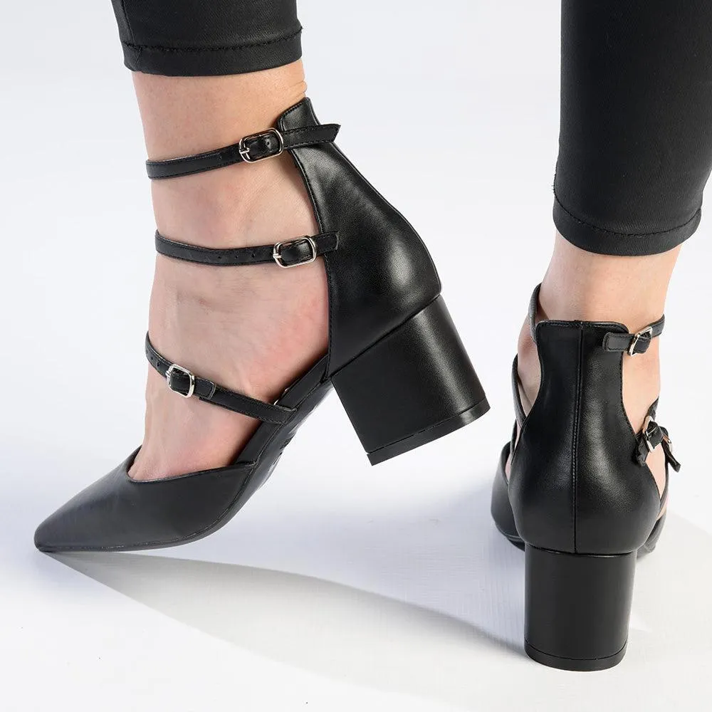 Madison Ivy Low Block Heel - Black
