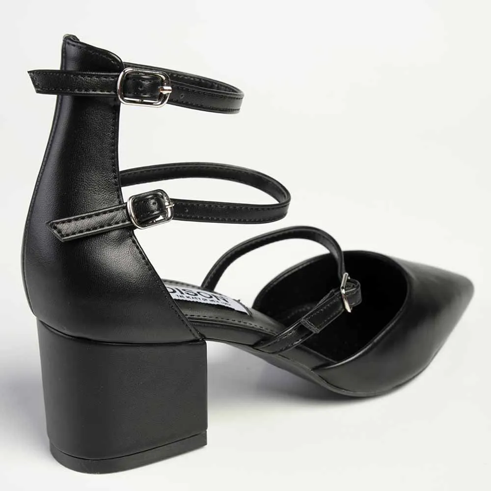Madison Ivy Low Block Heel - Black