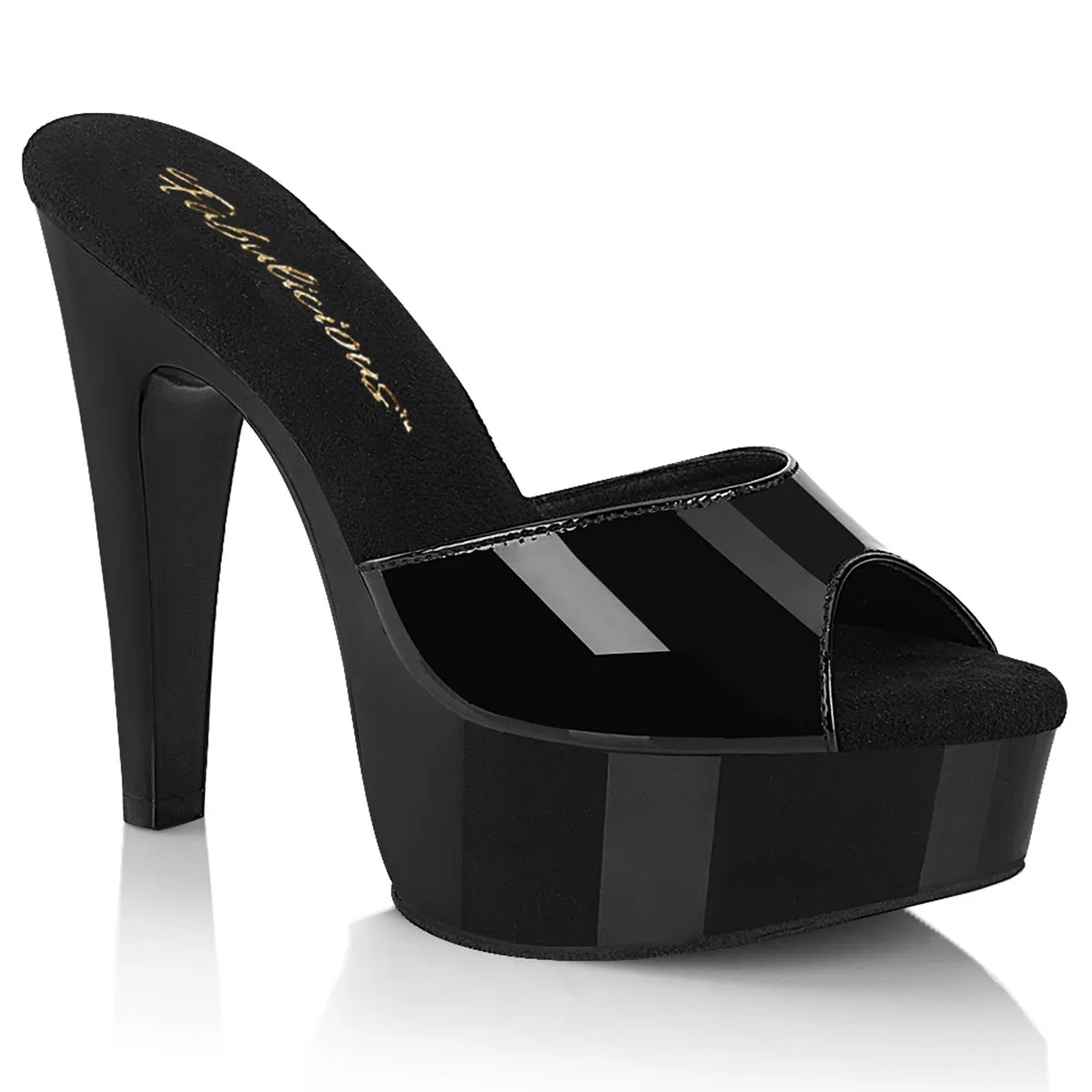 MARTINI-501 Fabulicious Sexy Black Patent Slip On Footwear