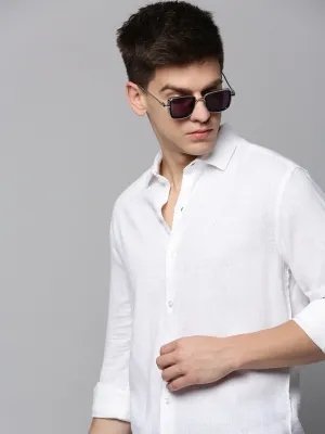 Men White Classic Linen Casual Shirt