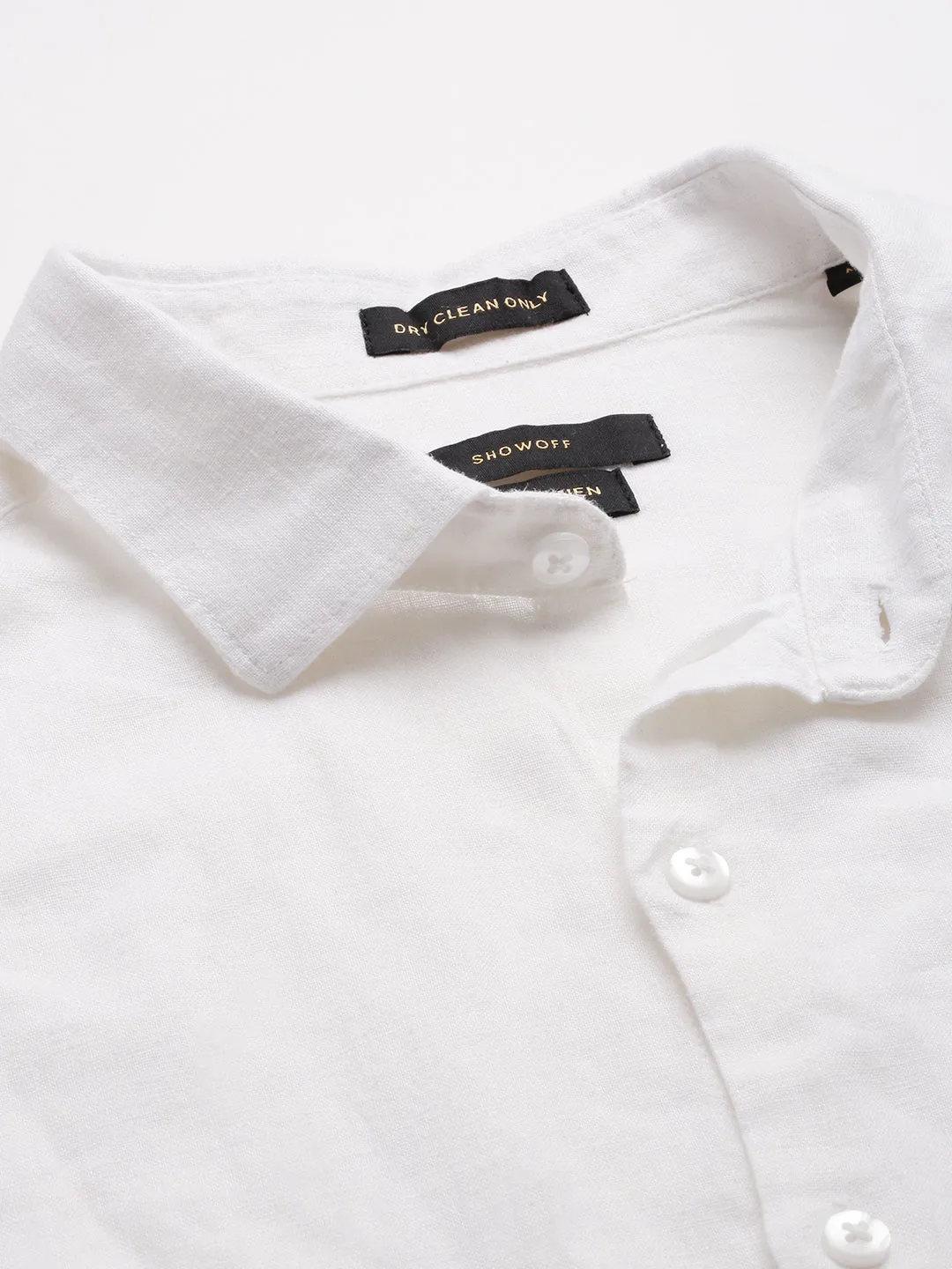 Men White Classic Linen Casual Shirt