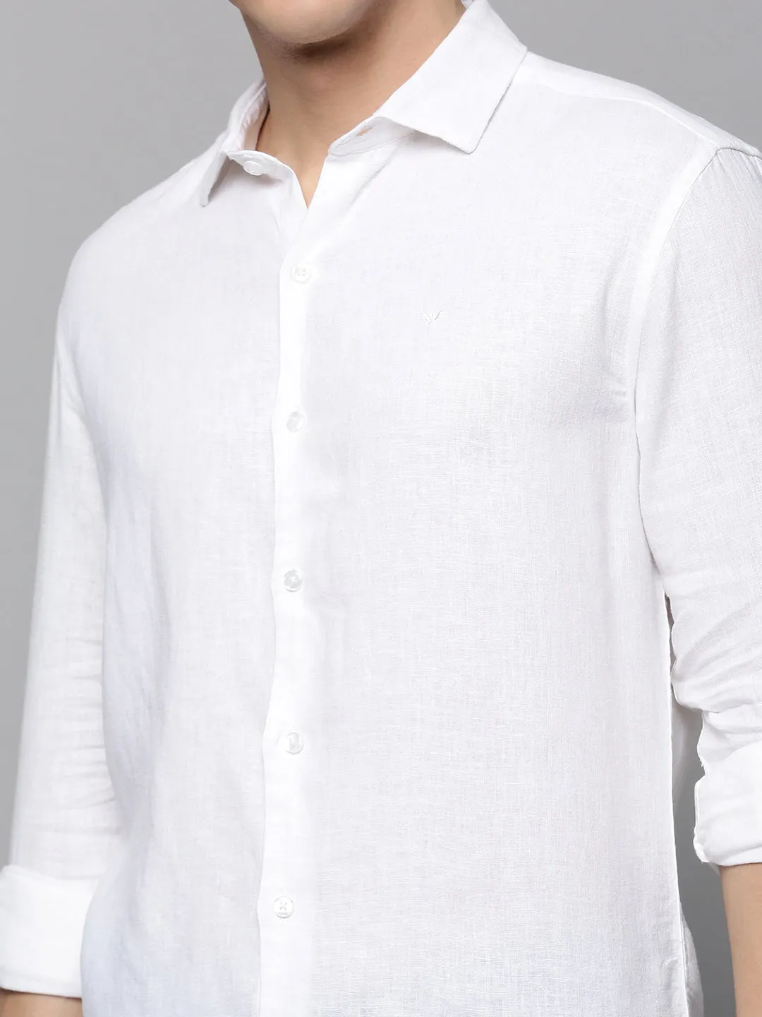 Men White Classic Linen Casual Shirt