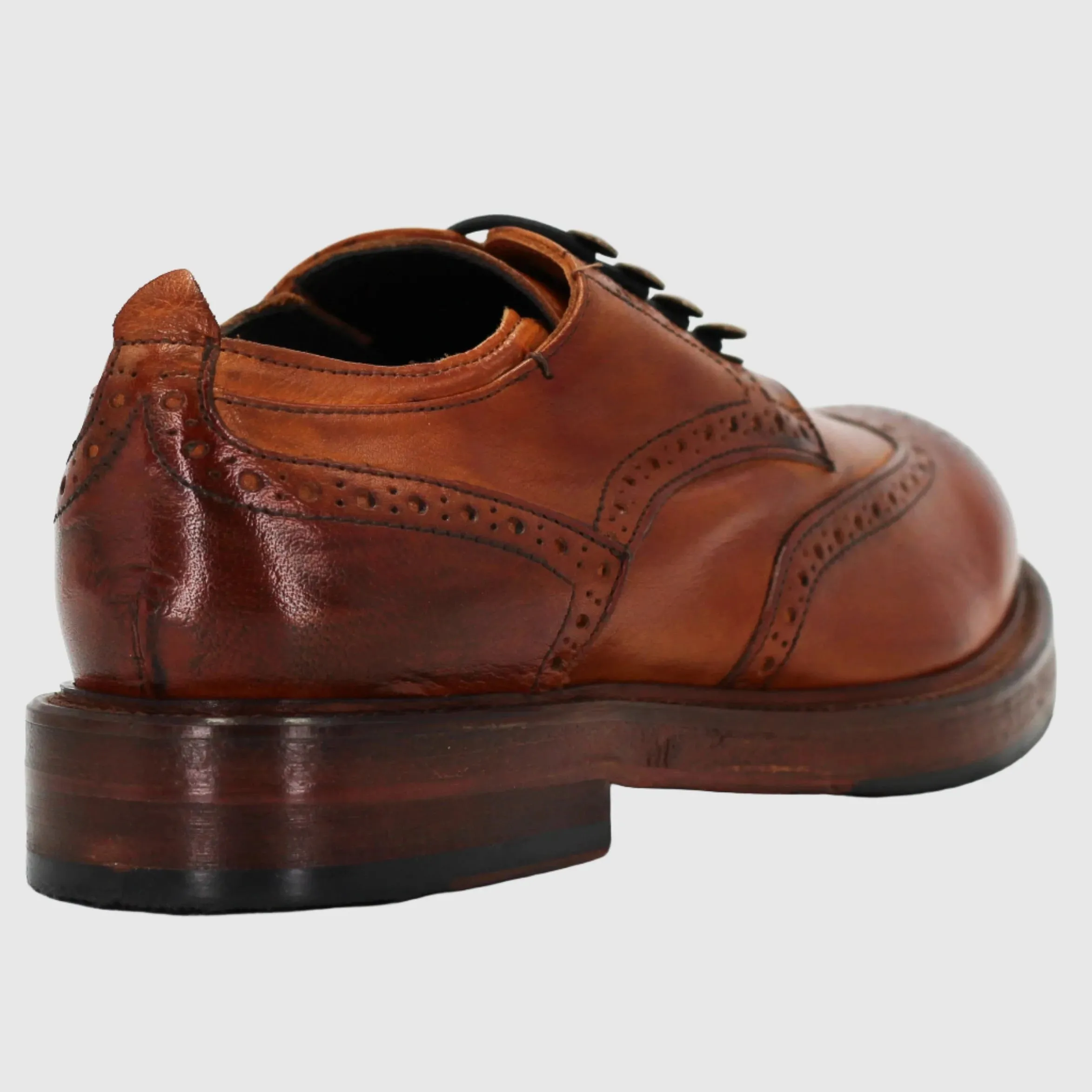 Men's Derby Brogue with Elastic Laces in Calf Leather Cuoio (JPU38767/10)