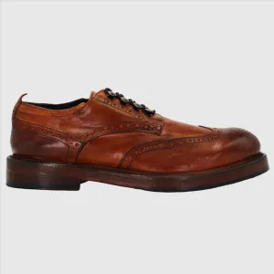 Men's Derby Brogue with Elastic Laces in Calf Leather Cuoio (JPU38767/10)