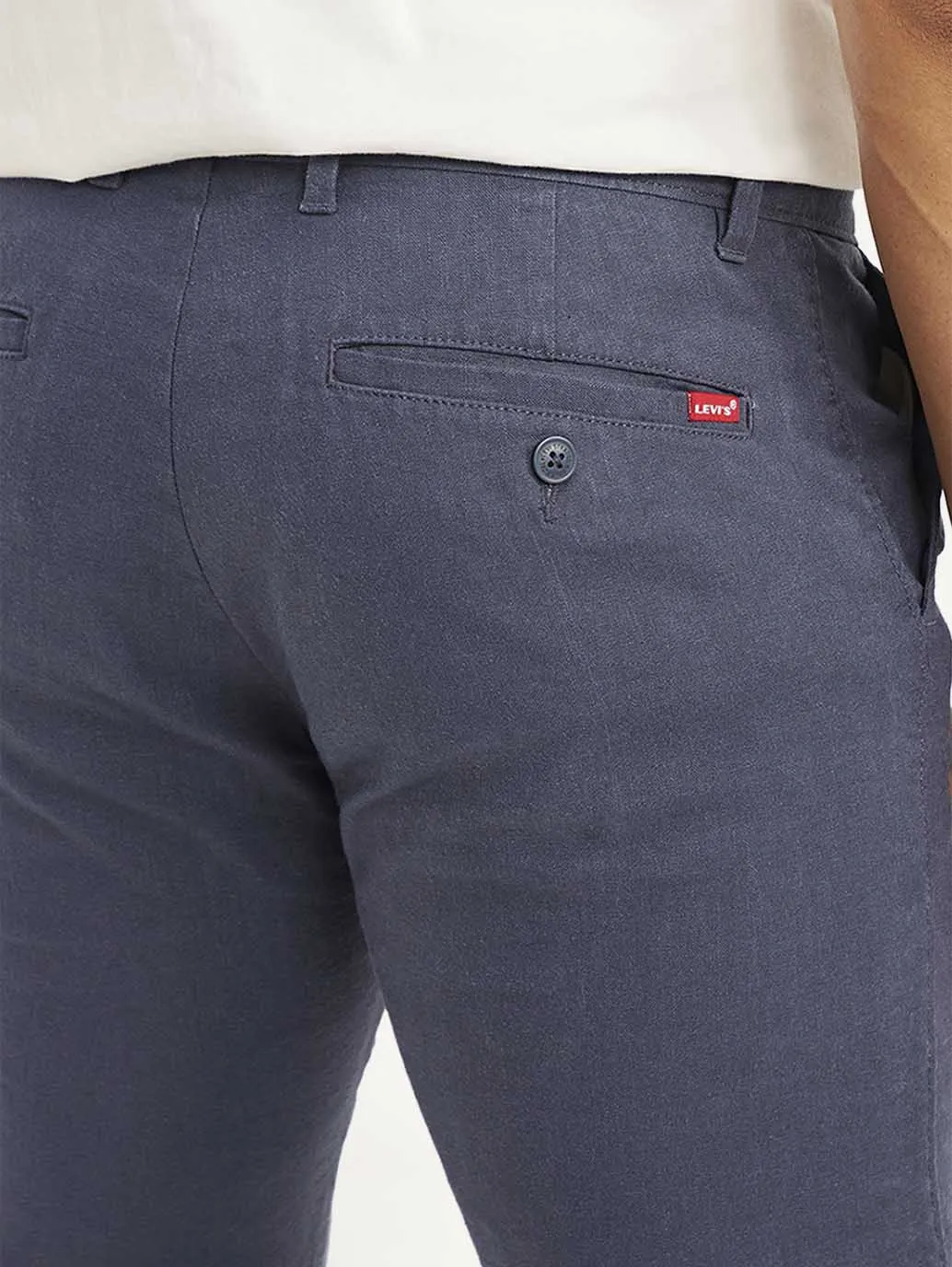 Men's Mid Rise Navy Straight Fit Trousers