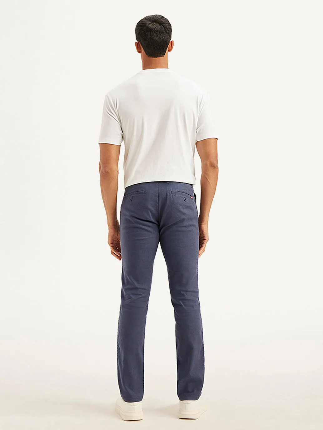 Men's Mid Rise Navy Straight Fit Trousers