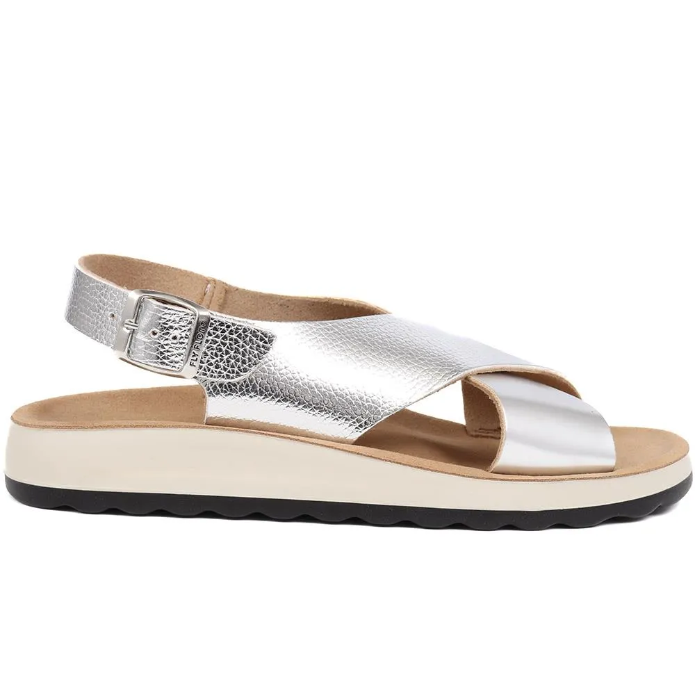 Metallic Cross Strap Sandals - FLY39011 / 324 758