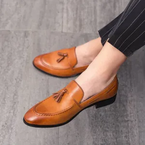 Moccasins Leather Flats Zapatos Hombre Loafers tassel Footwear Men shoes British Style