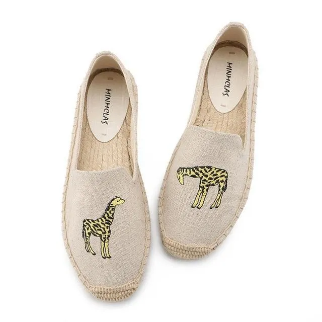 New Fashion Lovely Cat Comfortable Blue Stripe Womens Casual Espadrilles Shoes