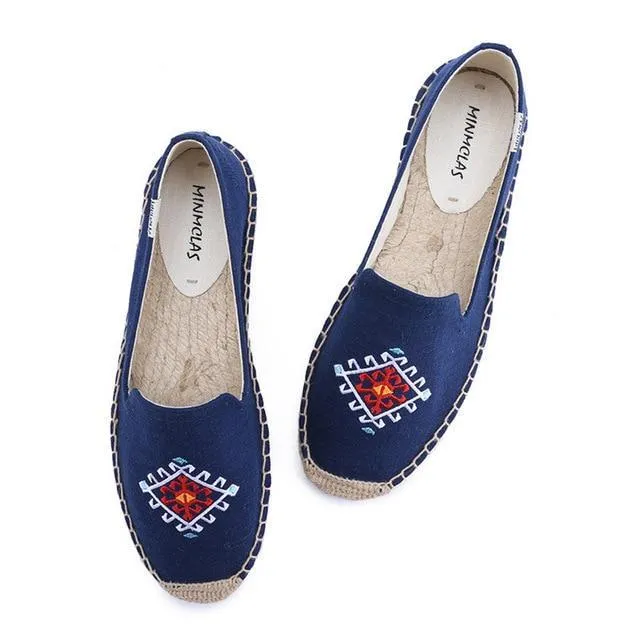 New Fashion Lovely Cat Comfortable Blue Stripe Womens Casual Espadrilles Shoes