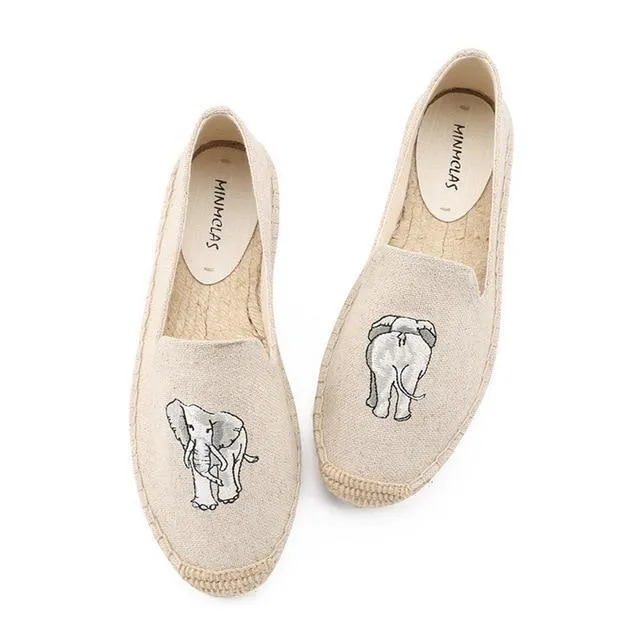New Fashion Lovely Cat Comfortable Blue Stripe Womens Casual Espadrilles Shoes