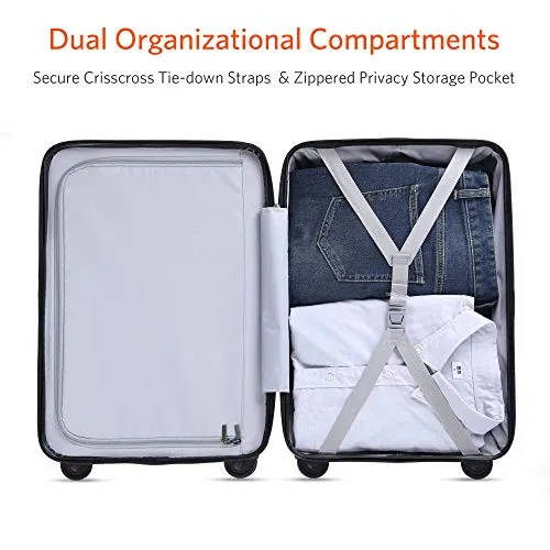 NINETYGO Carry on Luggage with Spinner Wheels, 22x14x9 Luggage, 100% PC Lightweight Hardside Suitcase with TSA Lock (20-inch Black)