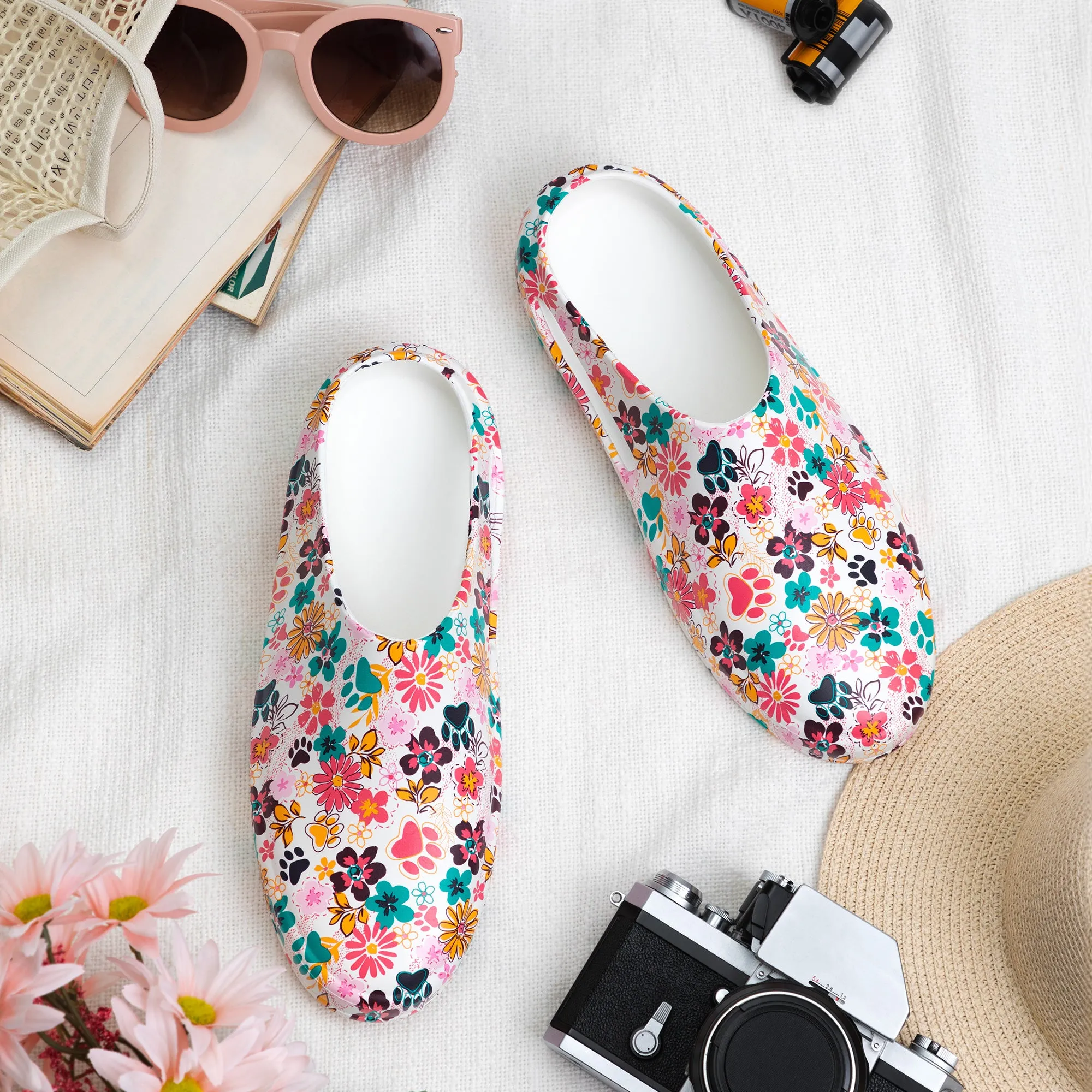 Paw Print Vented Lightweight Slip-On Clogs
