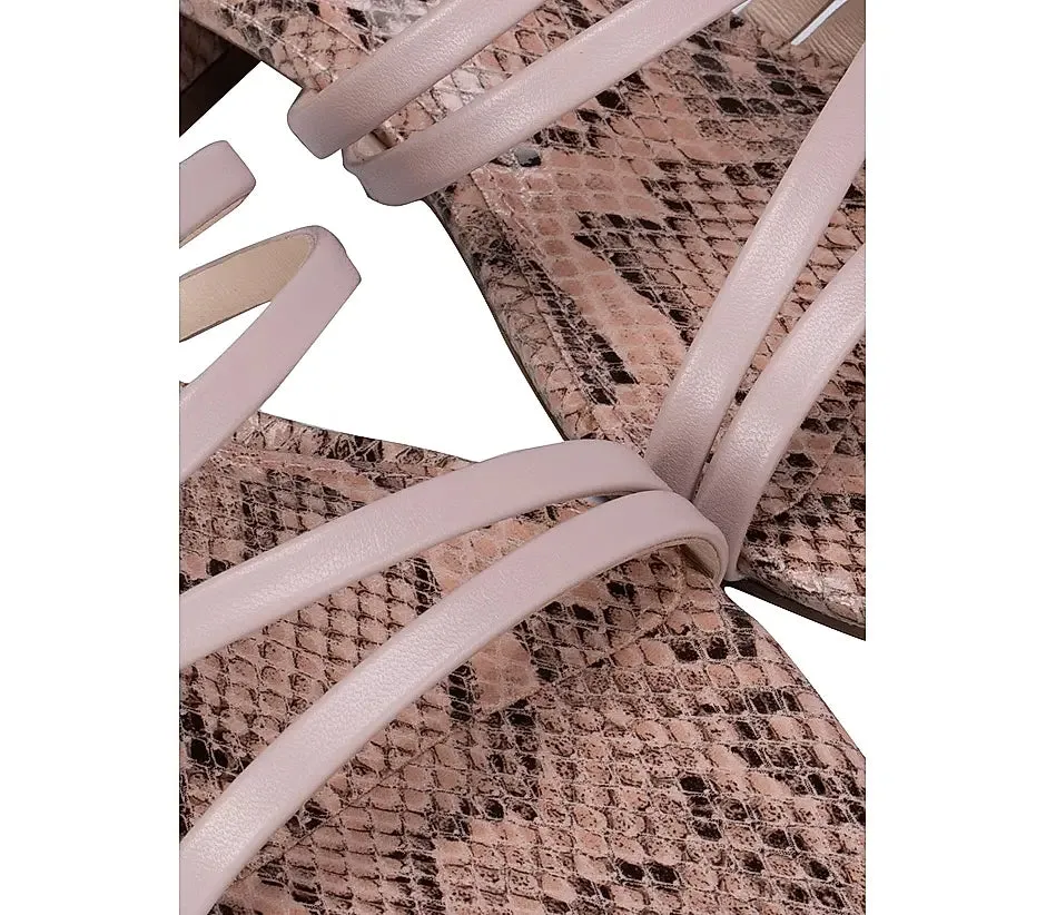 Pink Strappy Block Heels