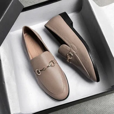 Plus Size 44 Spring Designer Shoes Woman Quality Leather Slip on Flats Shoes for Women Loafers Ladies Shoe Zapatos De Mujer JJ22