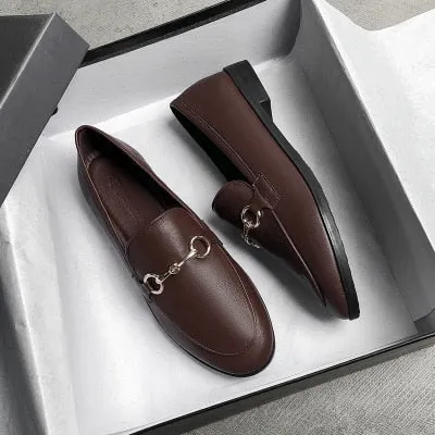 Plus Size 44 Spring Designer Shoes Woman Quality Leather Slip on Flats Shoes for Women Loafers Ladies Shoe Zapatos De Mujer JJ22
