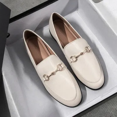 Plus Size 44 Spring Designer Shoes Woman Quality Leather Slip on Flats Shoes for Women Loafers Ladies Shoe Zapatos De Mujer JJ22