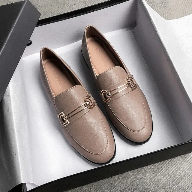 Plus Size 44 Spring Designer Shoes Woman Quality Leather Slip on Flats Shoes for Women Loafers Ladies Shoe Zapatos De Mujer JJ22