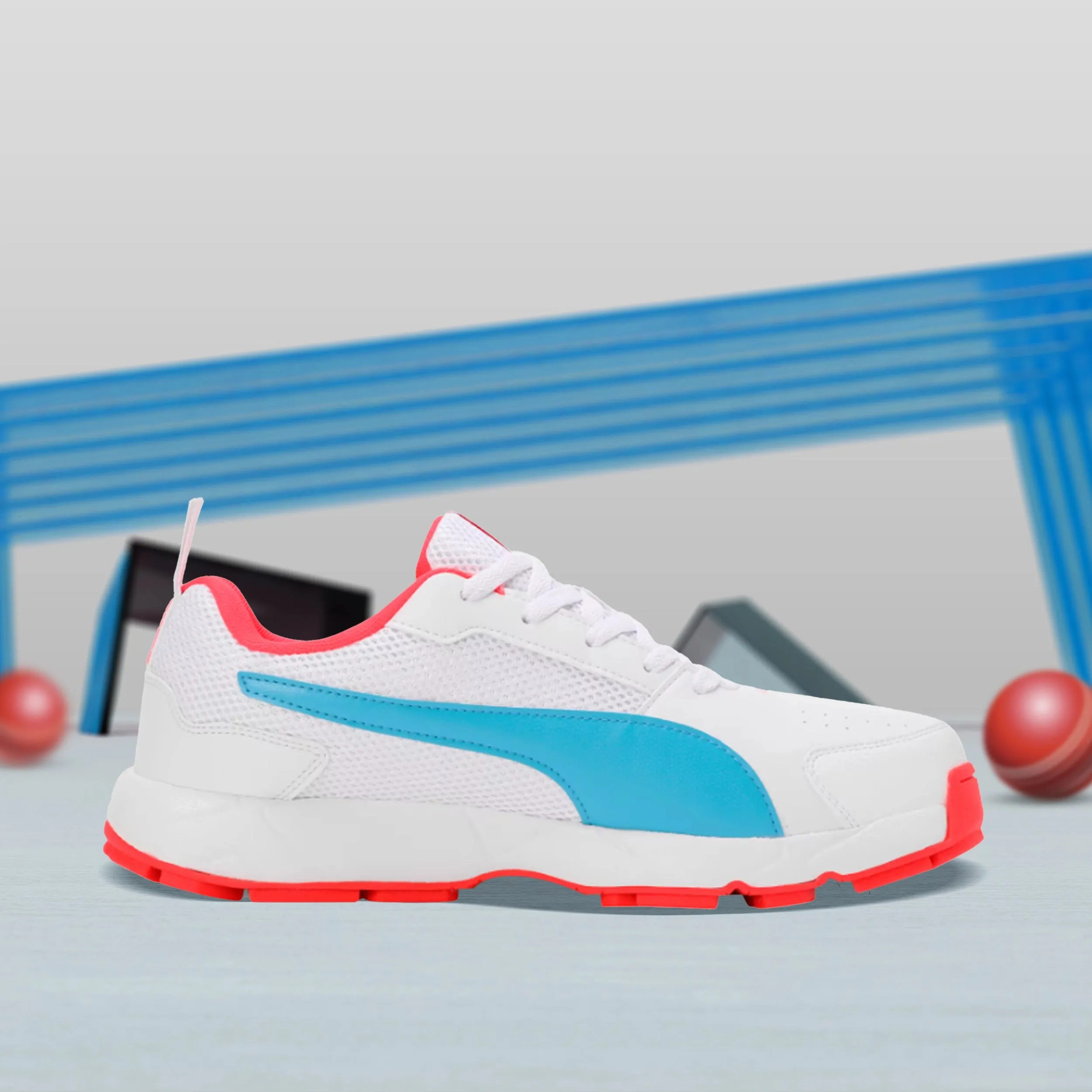 Puma Cricket High Run Men's Shoes (White-Ethereal Blue) 10780606