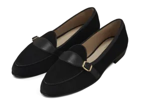 Sagan Buckle in Obsidian Black Asteria Suede