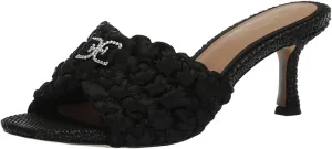 Sam Edelman Paisley Black Squared Open Toe Slip On Fashion Kitten Heeled Sandals