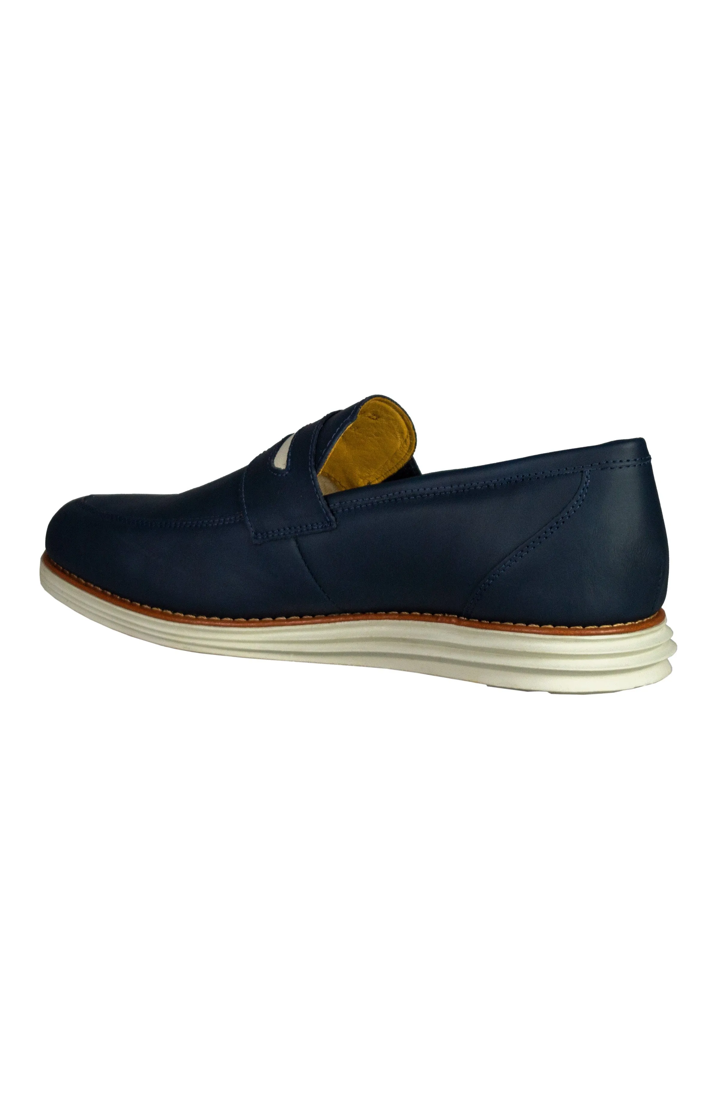 Sandro Moscoloni Men's Natal Navy Mocc Toe Penny Slip on