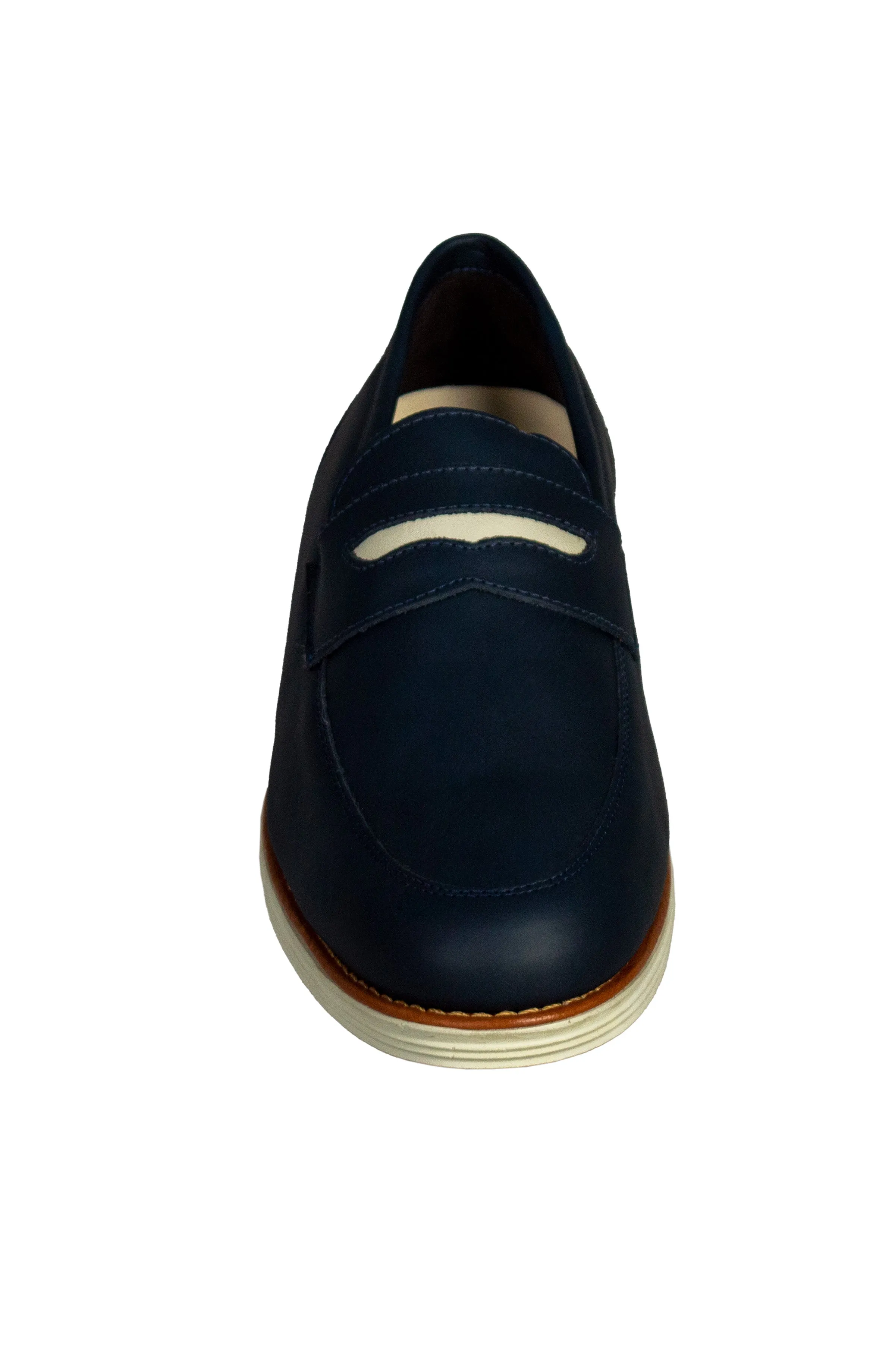 Sandro Moscoloni Men's Natal Navy Mocc Toe Penny Slip on